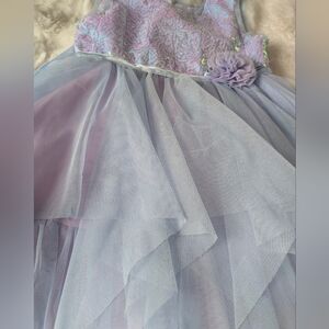 Lavender and Blue Lace Dress with Floral Accent